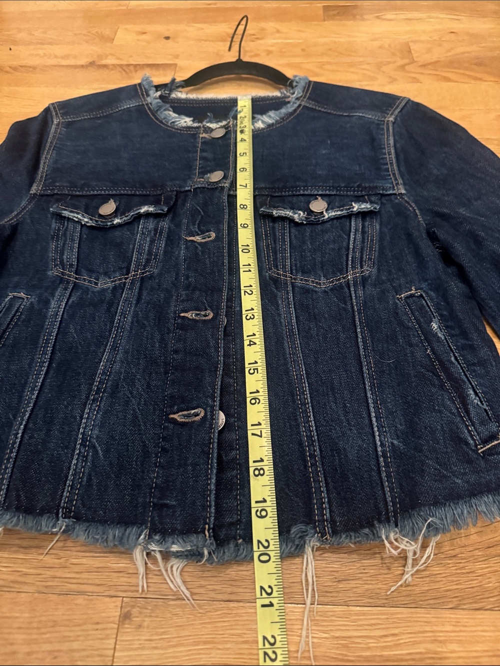 Liverpool Dark Indigo Frayed Hem Denim Jacket - Picture 9 of 11